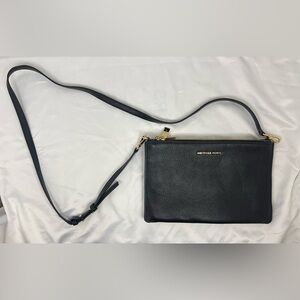 NWOT Michael Kors Large Pebbled Leather Double-Pouch Crossbody Black MSRP $258